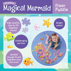 Peaceable Kingdom Shimmery Magical Mermaid Floor Puzzle with foil accents enhances tactile discovery.