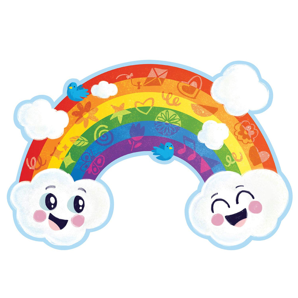 Peaceable Kingdom Shimmery Rainbow Floor Puzzle kite piece invites shape recognition during group play