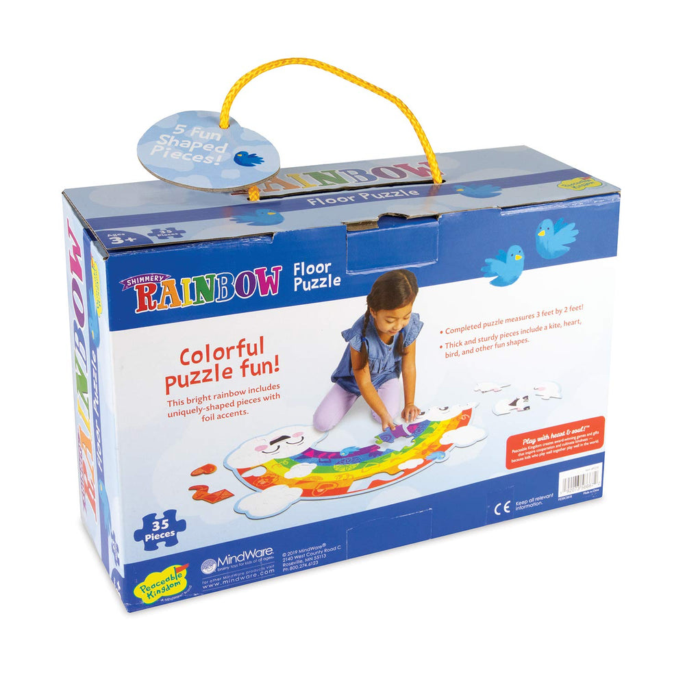 Peaceable Kingdom Shimmery Rainbow Floor Puzzle colorful design enhances group activity