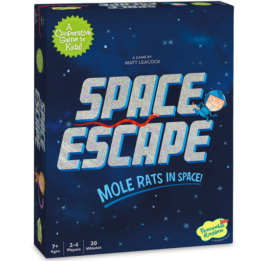 Peaceable Kingdom Space Escape game board ready for a family mission.