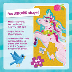Peaceable Kingdom unicorn puzzle with butterfly-shaped piece for design variety.