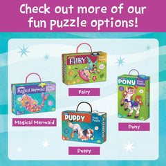 Peaceable Kingdom unicorn puzzle in group setup, encouraging cooperative assembly.