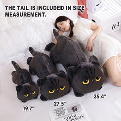 PEACH CAT long cat plush side view ideal as a comfy backrest