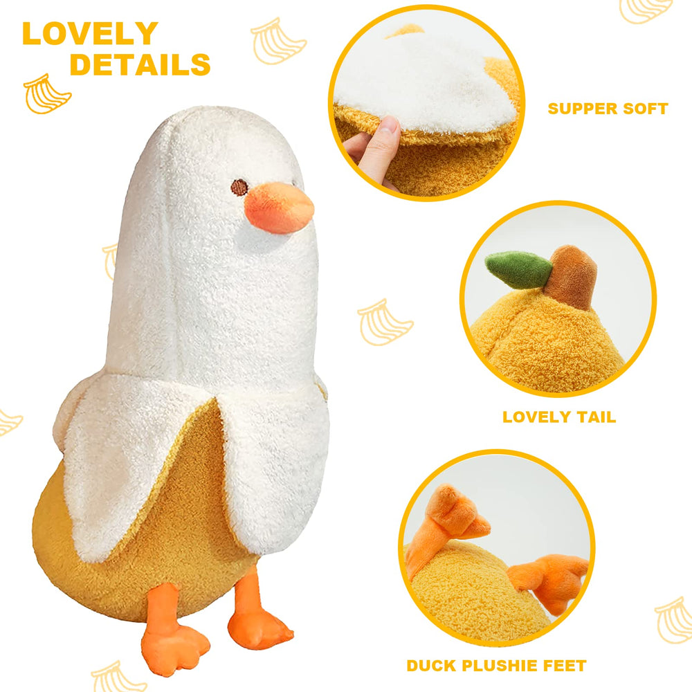 PEACH CAT banana duck plush close-up fabric showcasing premium softness.