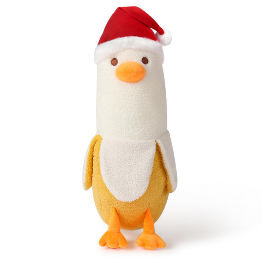 PEACH CAT banana duck plush pillow, 19.7 inches, ideal for cuddling.