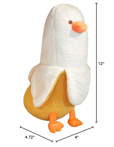 PEACH CAT Banana Duck Plush Toy nap scene, gentle bedtime friend.