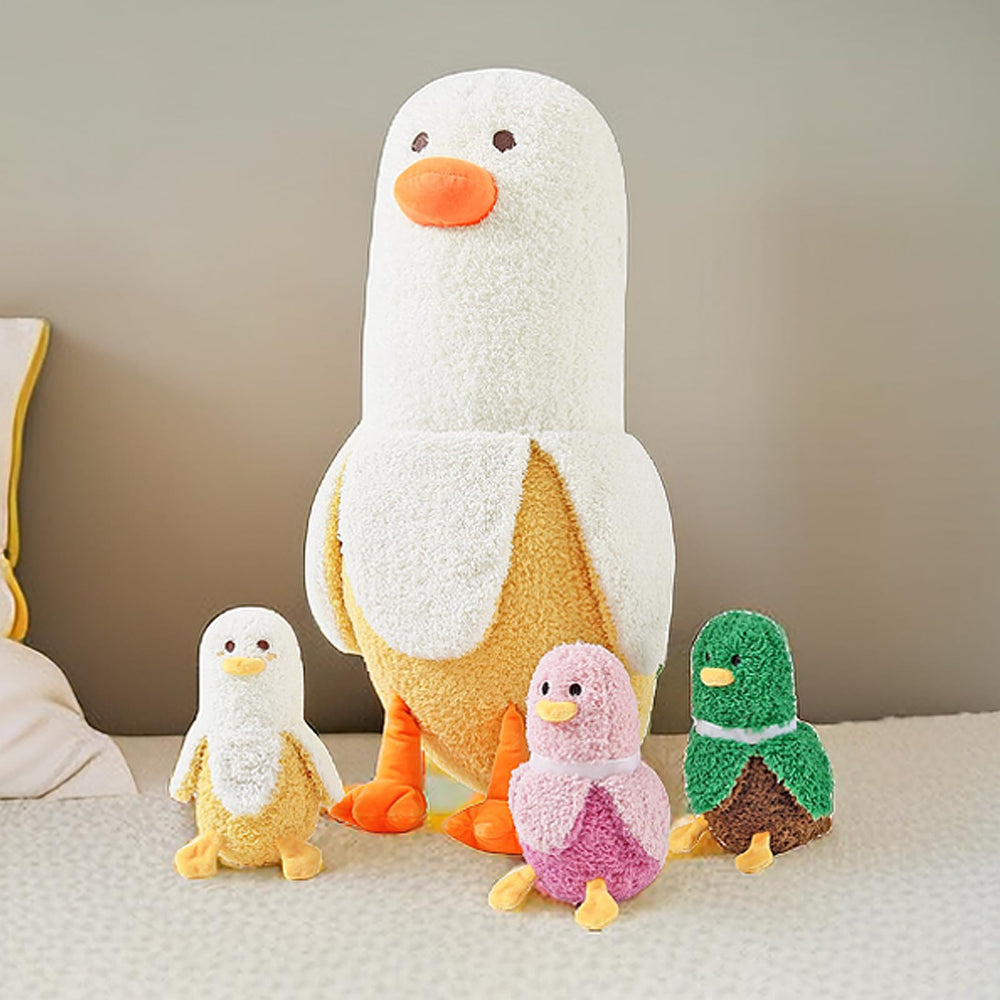 PEACH CAT Banana Duck plush arrives vacuum-packed for compact storage.
