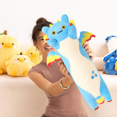 PEACH CAT blue dragon cat plush close up of horns and wings
