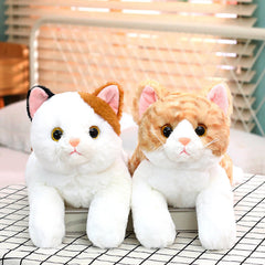 PEACH CAT Calico Cat Plush fabric texture, soft and welcoming for snuggles.
