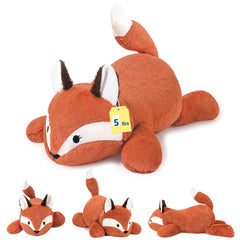PEACH CAT fox weighted stuffed animal front view, a cozy cuddle companion for kids and adults.