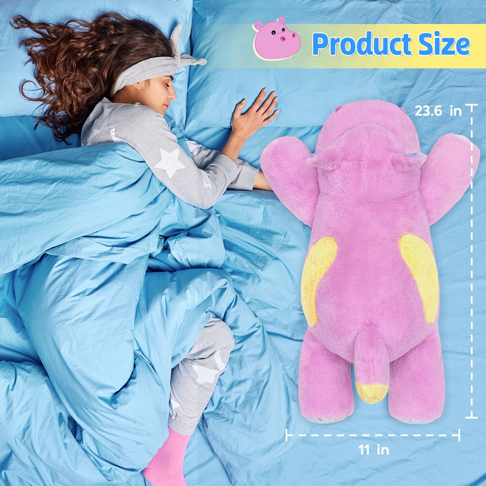 PEACH CAT hippo weighted stuffed animal fabric close-up shows premium plush softness