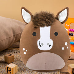 PEACH CAT soft horse plush for reading or TV time comfort.