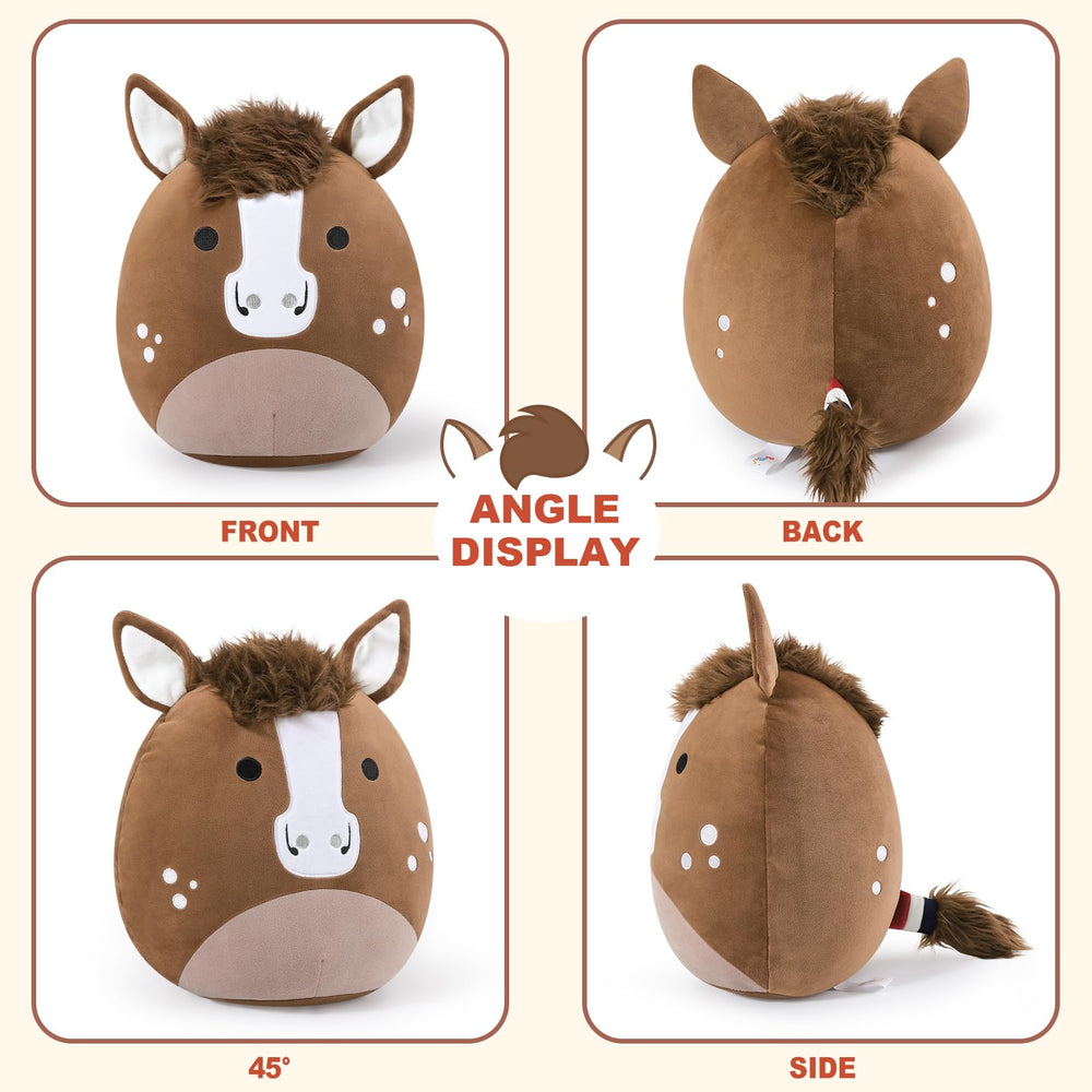PEACH CAT 12-inch brown horse plush suitable for kids and adults.