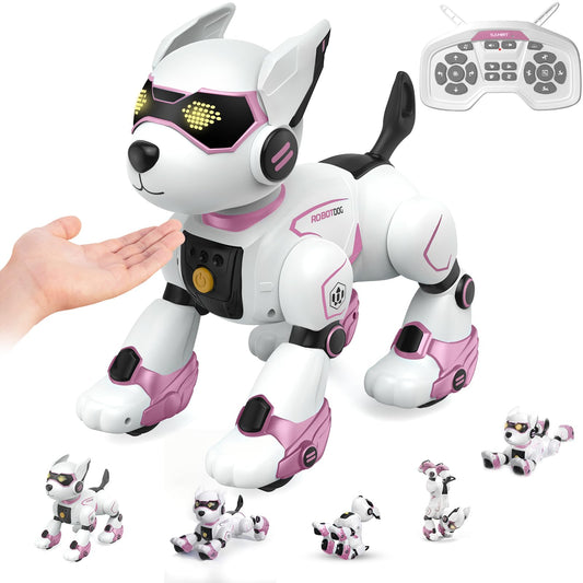 PeachLeaf smart robotic dog performing a musical dance routine for kids
