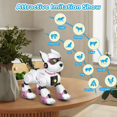 PeachLeaf robot dog uses touch sensor to trigger actions during play