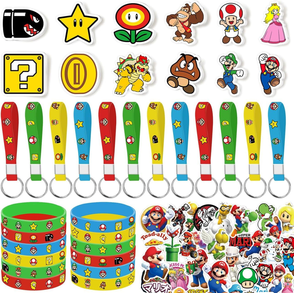 PEACHPUNK Mario birthday supplies 86pcs with vibrant party decor for a themed celebration.