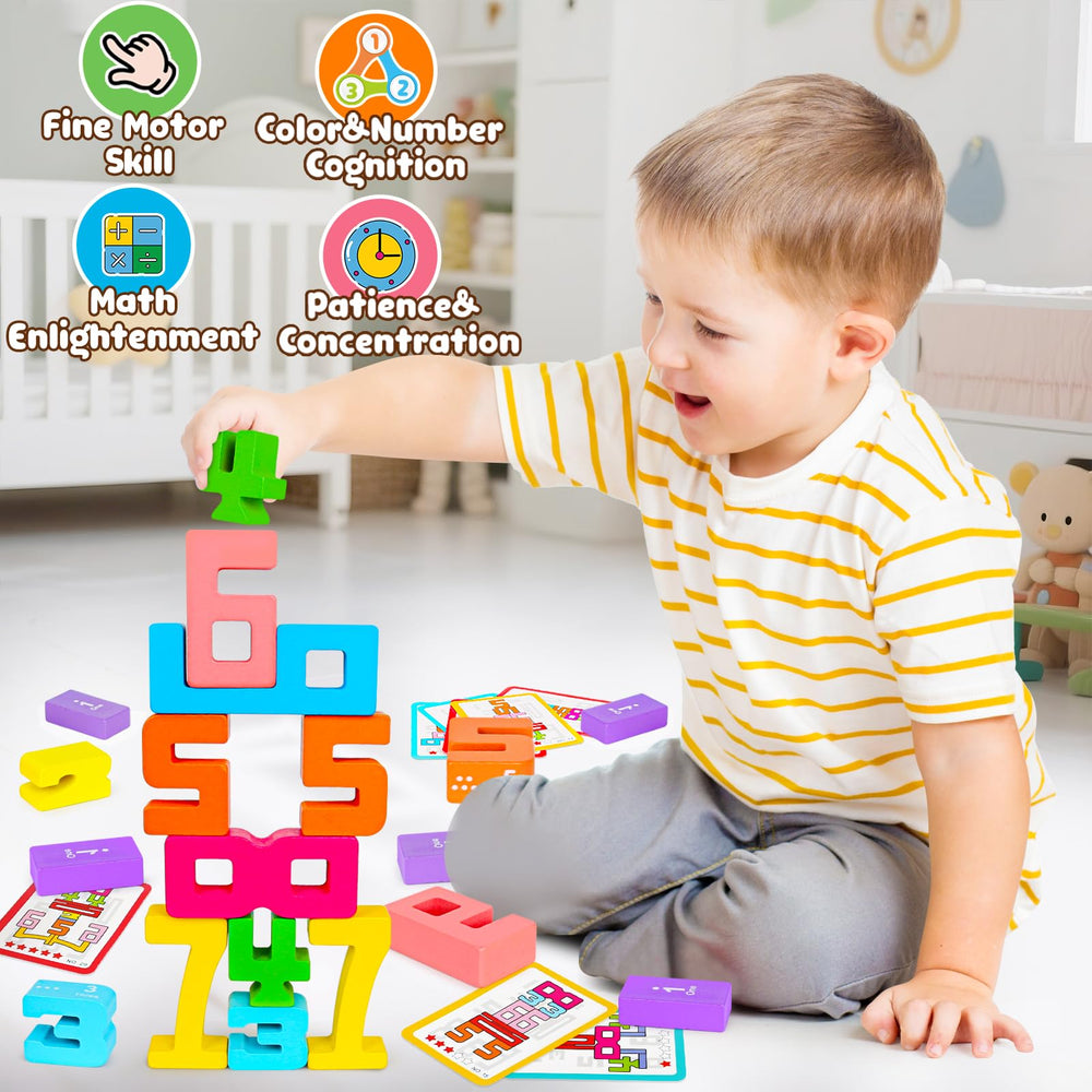 Peacurh colorful number blocks help kids learn counting and number recognition.