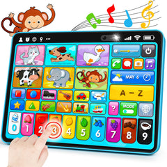 Peacurh tablet front view with colorful icons for early language exploration