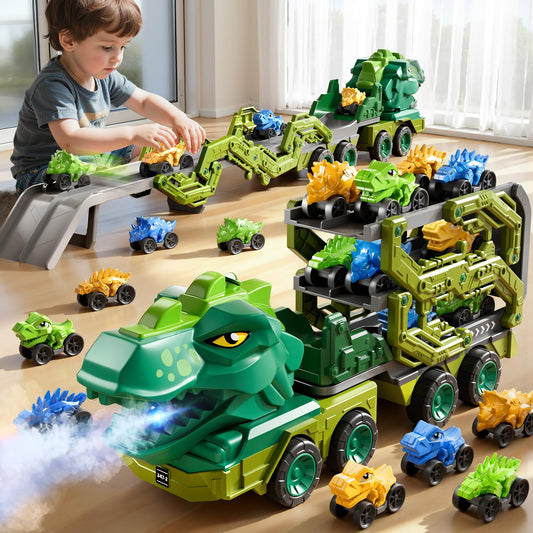 PEADUCK dinosaur carrier truck front view for imaginative play and easy storage