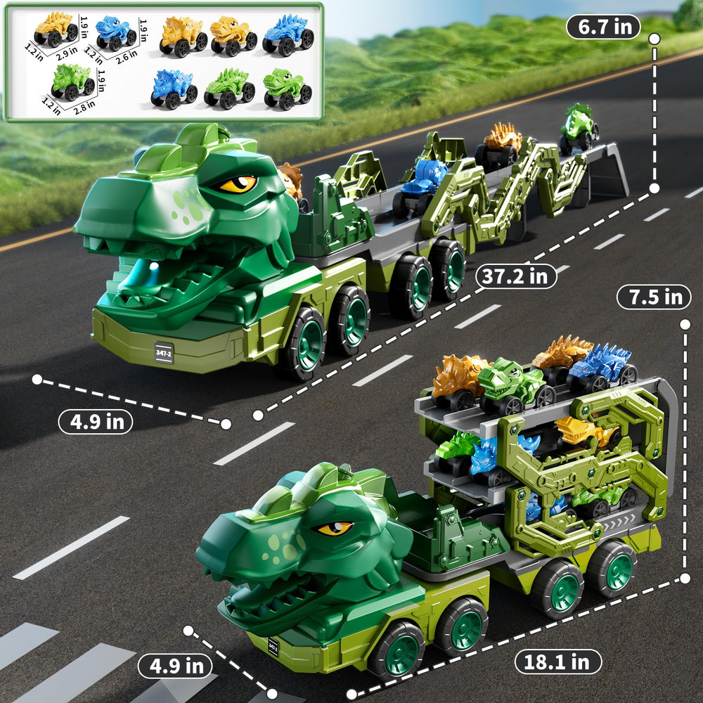 PEADUCK dinosaur truck with side-opening design for quick access to mini cars