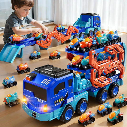 PEADUCK toddler car truck toy foldable track inspires imaginative play and safe indoor racing.
