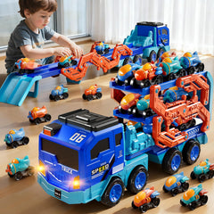PEADUCK toddler car truck toy foldable track inspires imaginative play and safe indoor racing.