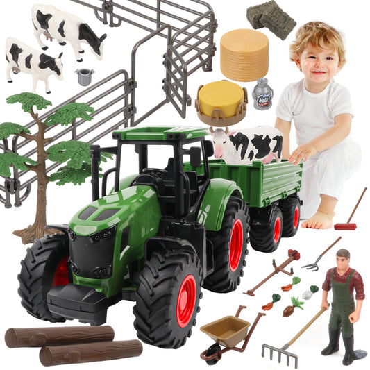 Peagprav Farm Tractor Playset with tractor and trailer for imaginative farm adventures
