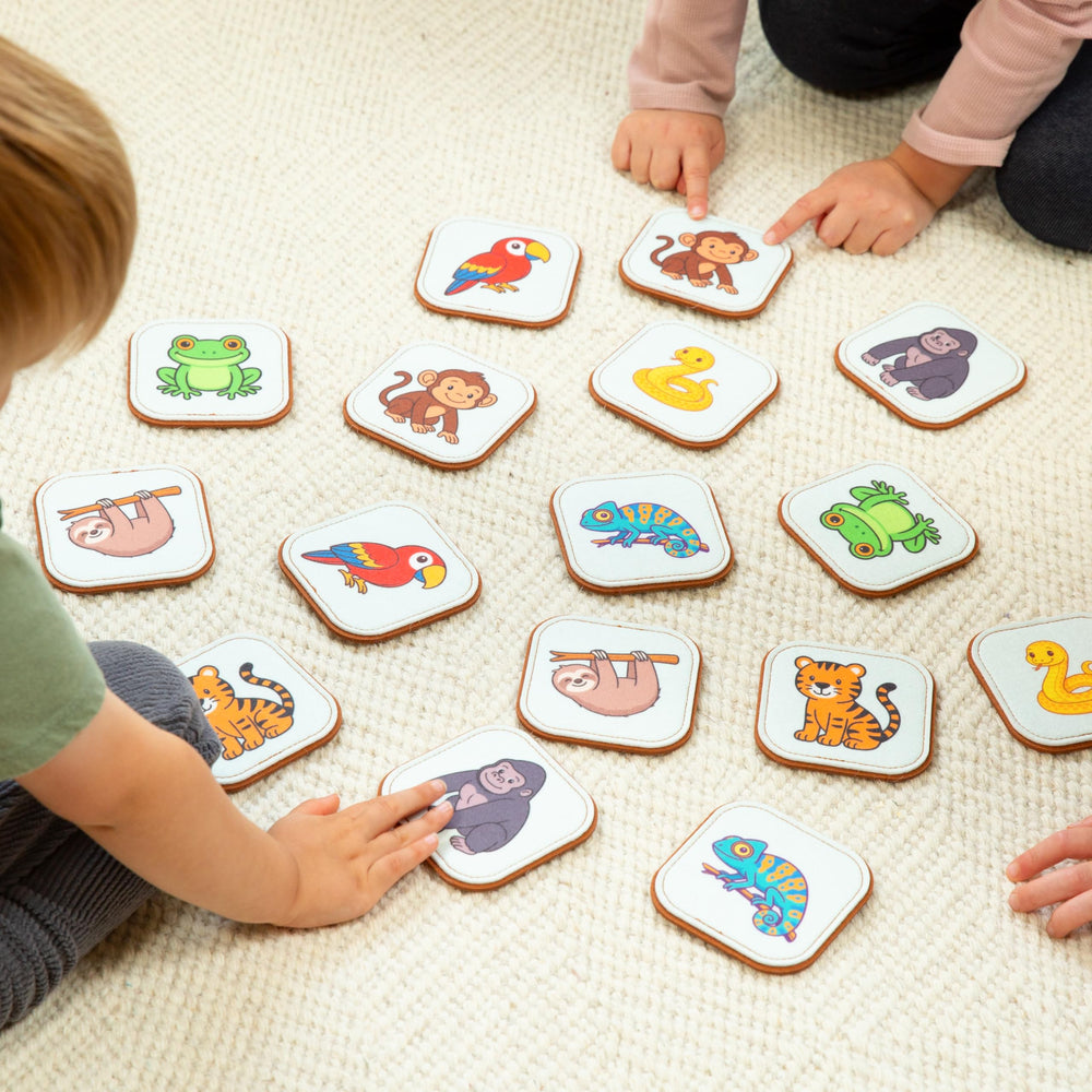 Peapod Play jungle back card showing durable texture and easy handling