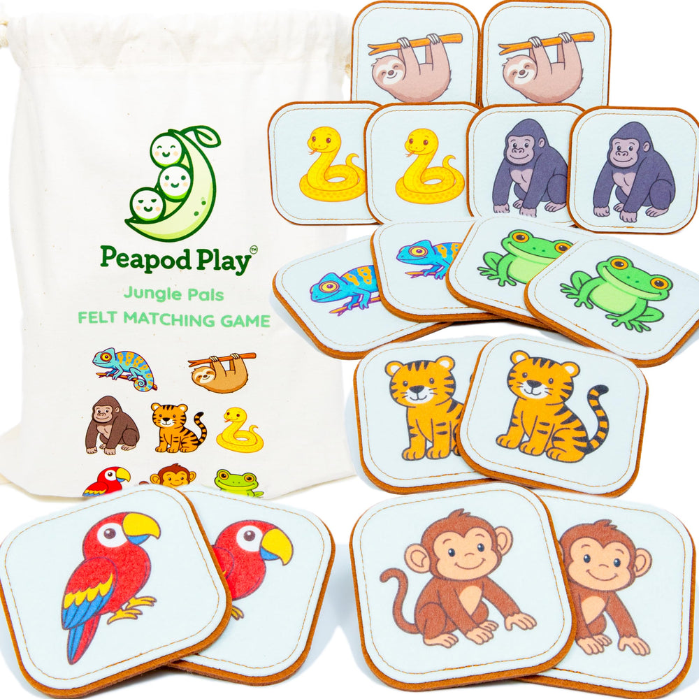 Peapod Play felt jungle monkey card for toddler memory and sensory exploration