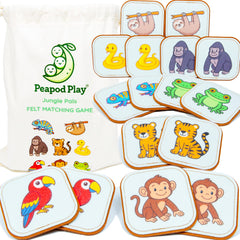 Peapod Play felt jungle monkey card for toddler memory and sensory exploration