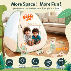 Kids playing inside the tent boosts storytelling and cooperative play.