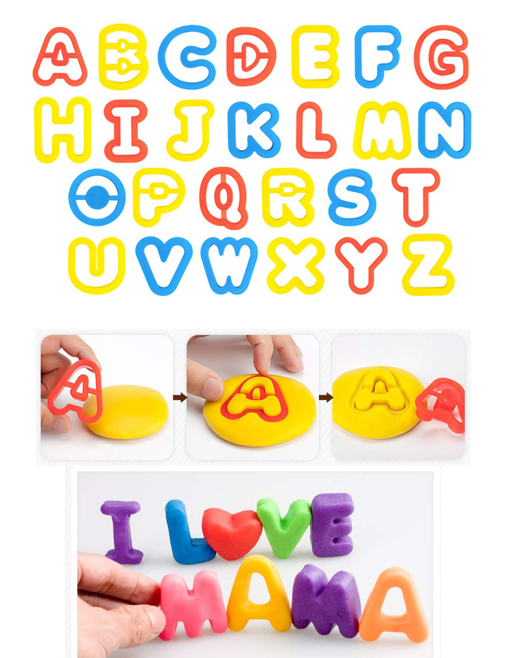 Pecopcock letters and roller tool aiding easy shaping for tiny hands.