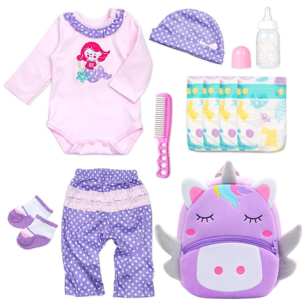Pedolltree unicorn backpack ready to carry doll outfits and accessories on the go.