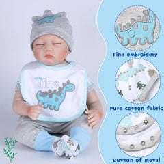 Pedolltree dino bib for dolls protects outfits during playful meals.