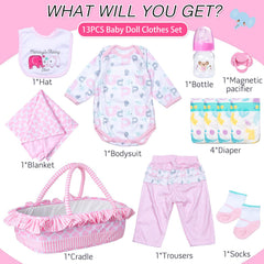 Pedolltree pink elephant bib for stylish, kid-friendly doll play.