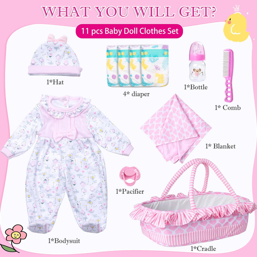 Pedolltree pink heart bassinet and blanket create a cozy staging space for dolls