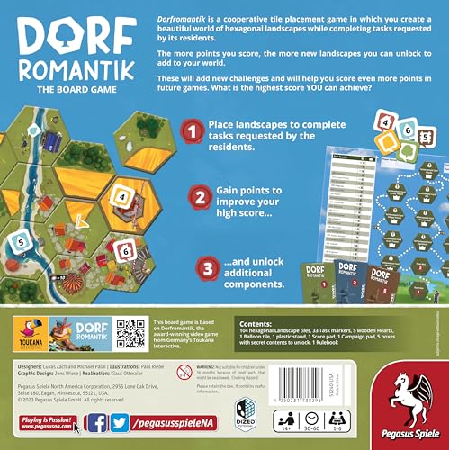 Dorfromantik board game session emphasizing cooperative tile-laying with friends.