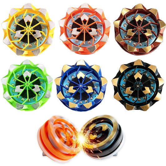 Pegxtwu Fireworks Fingertip Gyro top in motion for engaging focus during work.