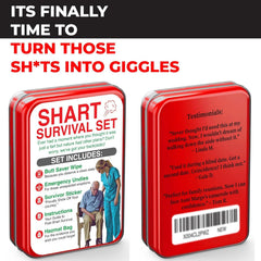 Pelto Shart Survival Set packaging closeup showing gag gift appeal