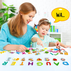 Pengfull alphabet and numbers tiles support storytelling, centers, and quiet time activities.