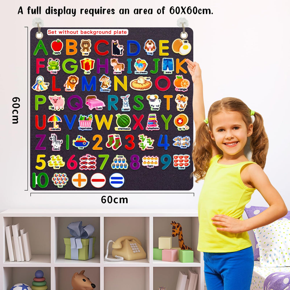 Pengfull bright colors attract toddlers during letter and number learning activities.