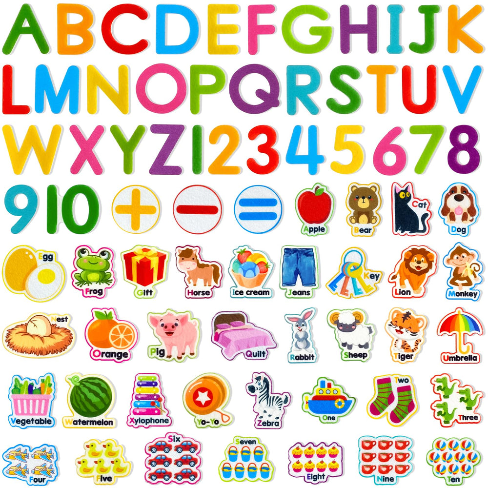 Pengfull felt letters and numbers set for interactive early learning on felt boards.