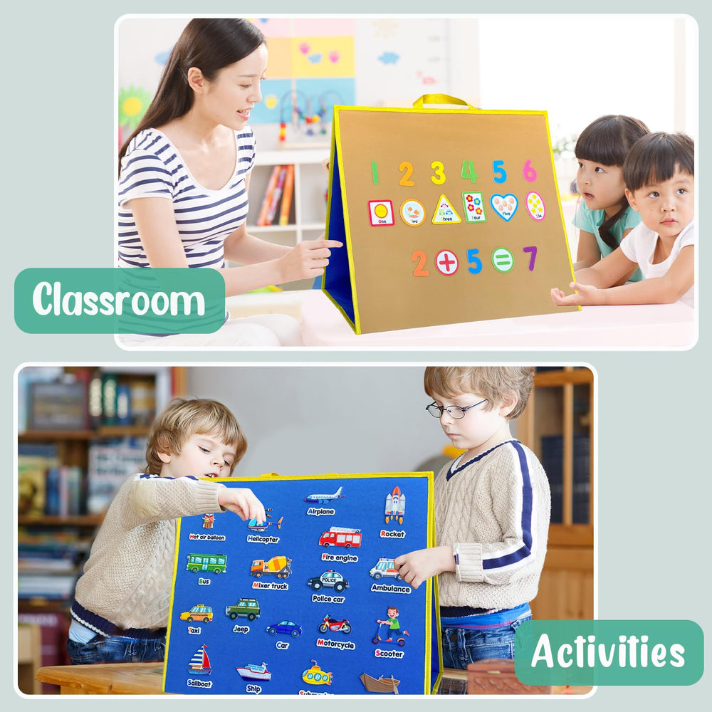 Pengfull velvet surface highlights felt pieces clearly for kids.