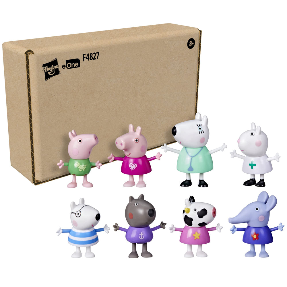 Eight 3-inch-scale Peppa Pig figures lineup for imaginative stories and pretend play.