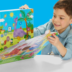 Door reveal of Peppa Pig calendar for daily surprises and play