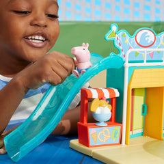 Peppa Pig Waterpark changing-room doors create interactive entry and exit moments.