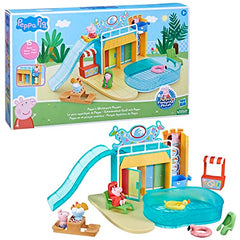 Peppa Pig Waterpark concession table and lounge chair enhance scene-building.
