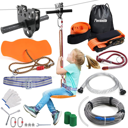 Perantlb backyard zipline setup shows quick, safe installation for family fun.