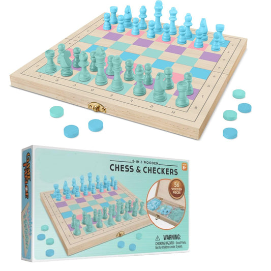 Perfect Life Ideas 2-in-1 chess and checkers board folded for storage and travel