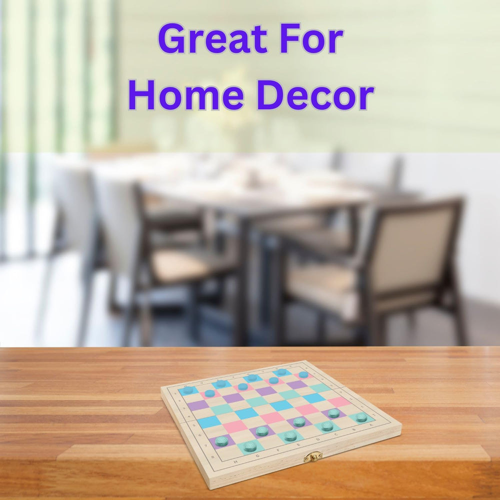 Gift-ready wooden chess and checkers set displayed attractively